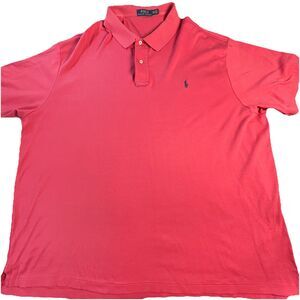 Polo Ralph Lauren Shirt Mens 4XB Red Short Sleeve Red Pony Big Tall Preppy
